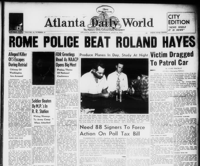 Front page, Atlanta Daily World, July 15, 1942