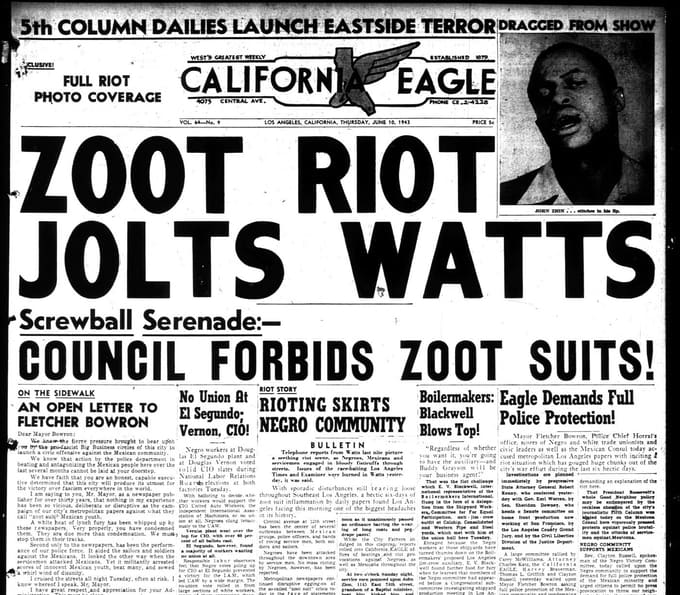 Front page, California Eagle, June 10, 1943